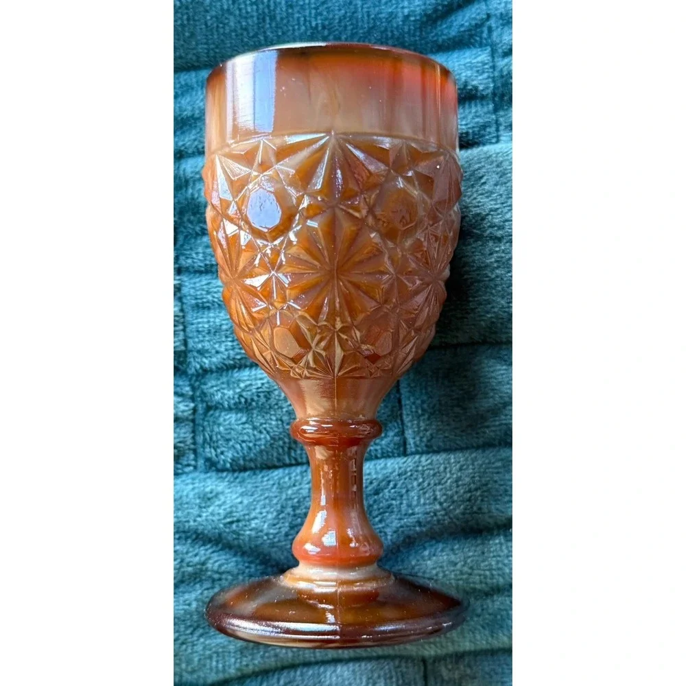Slag Boyd  Vintage Glass Brown  Cup Port Glass Aperitif Shot Glass